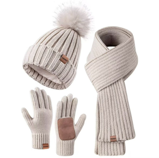 Men's And Women's Knitted Hat Scarf Gloves