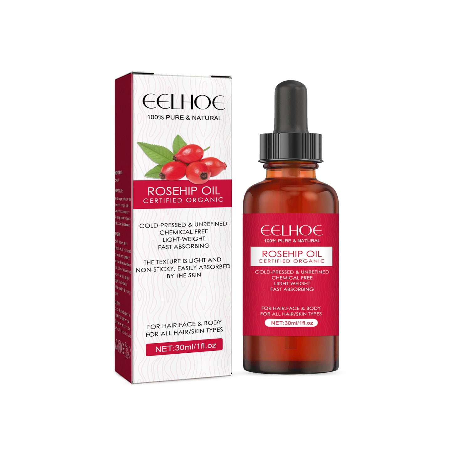 EELHOE Rosehip Facial Oil For Facial And Body Hydration, Nourishing Skin Care,
