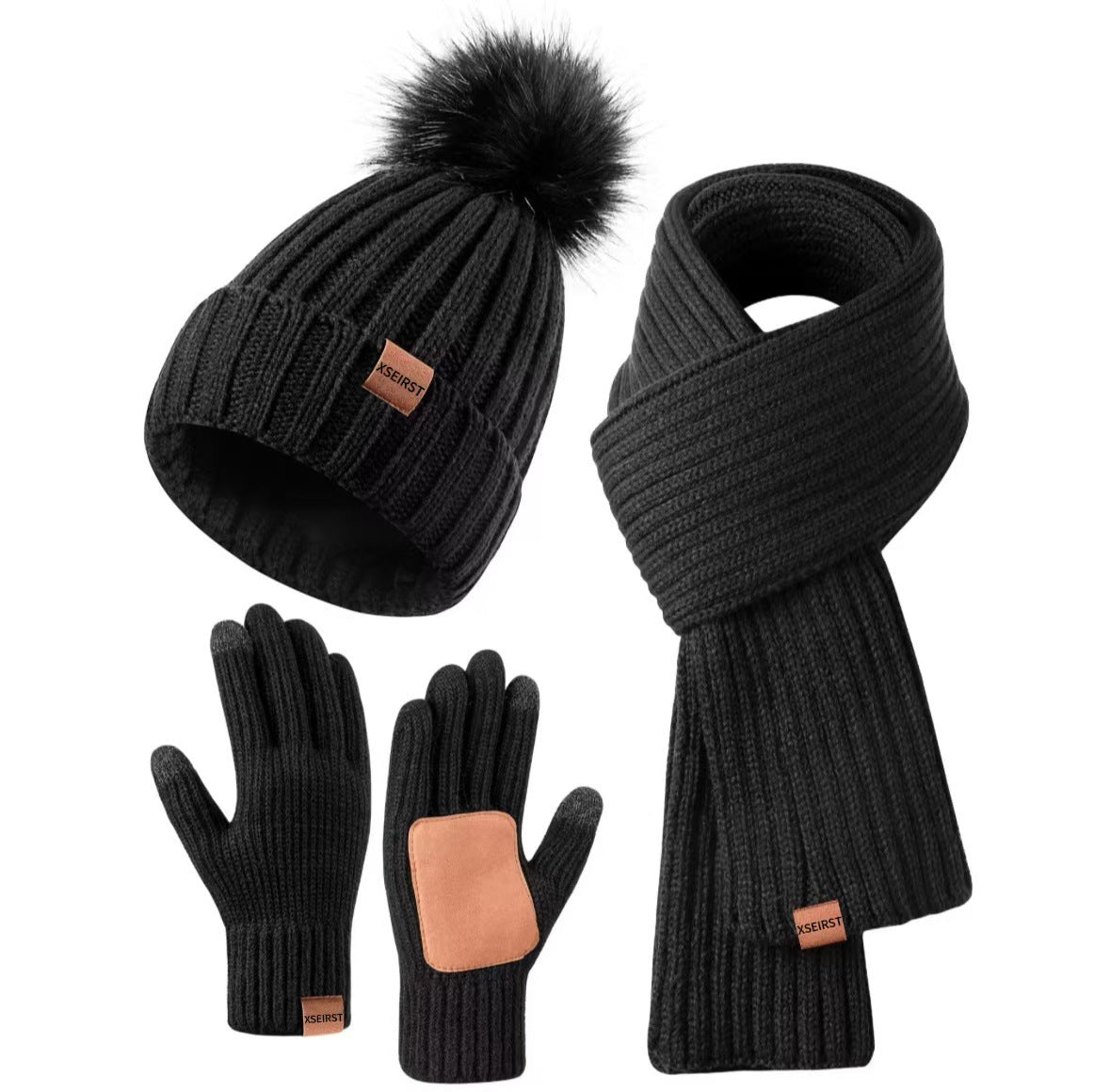 Men's And Women's Knitted Hat Scarf Gloves